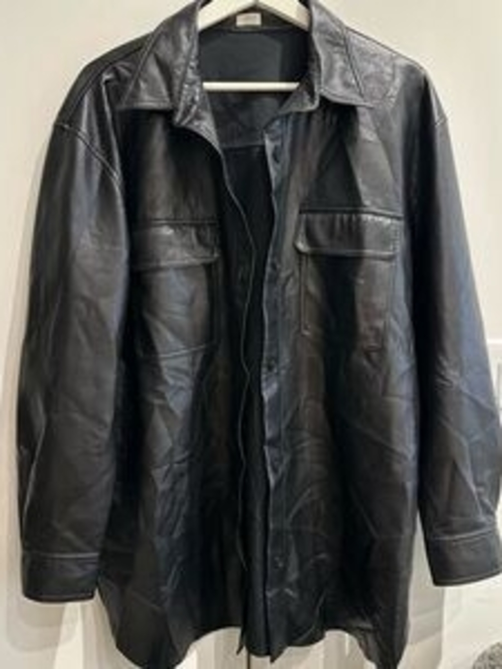 Wilfred Black Leather Trench Coat